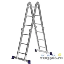 Лестница-трансформер четырехсекционная алюминиевая 4x3 ступени, СИБИН ЛТ-43, 38851